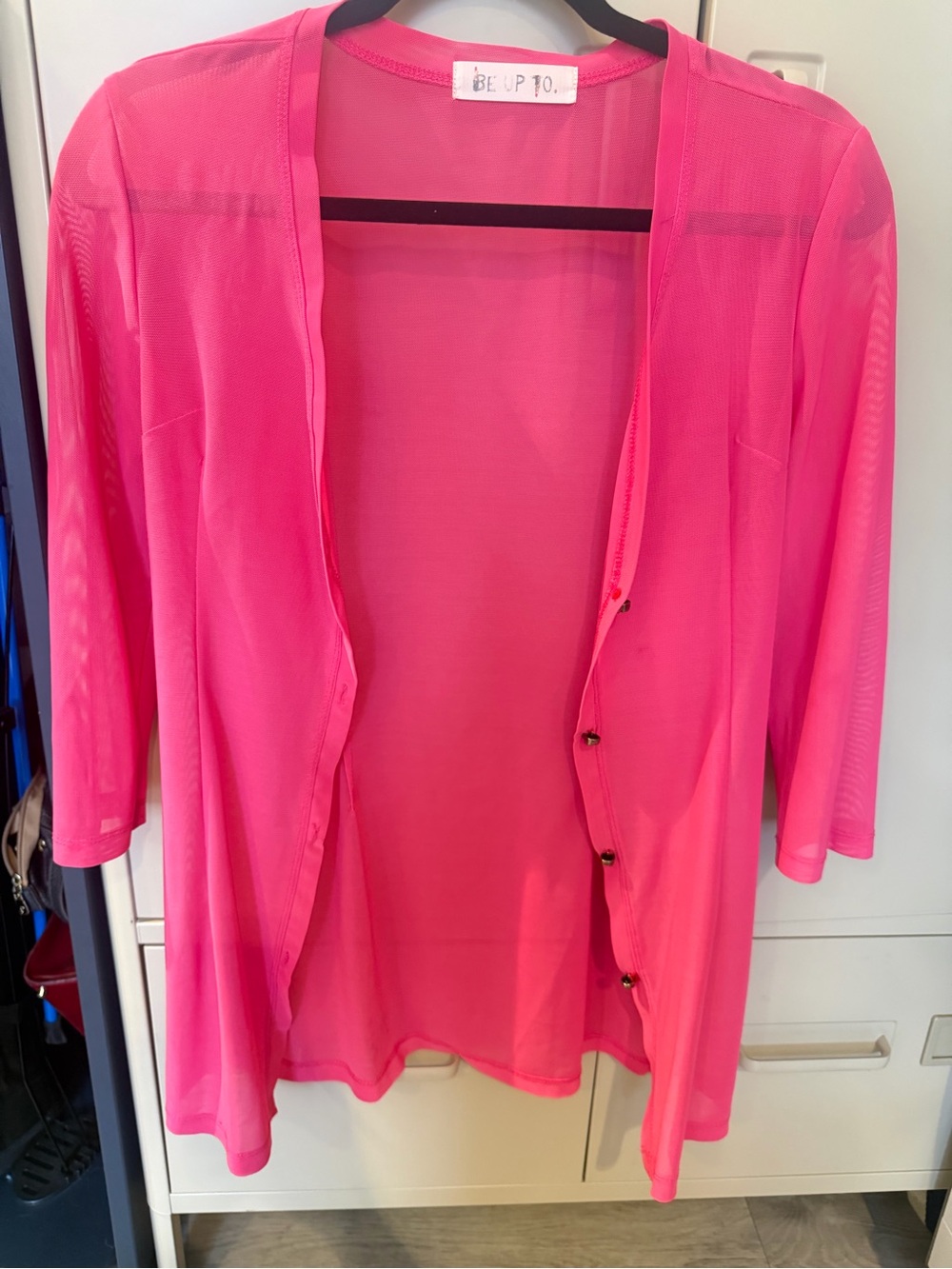 Sheer Hot Pink Button-Front Jacket